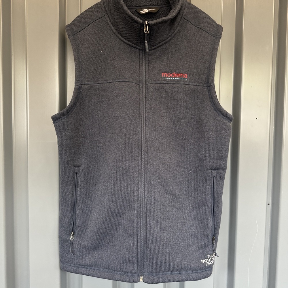 The North Face Vest Men Large‎ Black Sweater Fleece Full Zip Logo